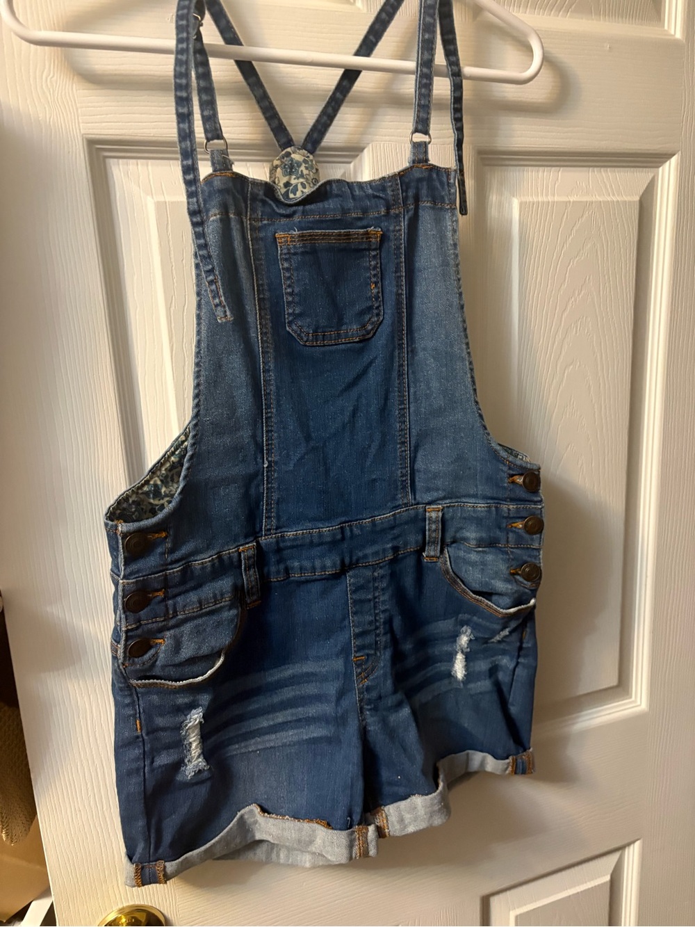 Wax Jean Blue Denim Short Overalls